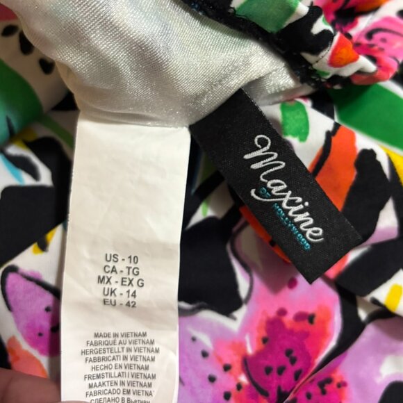 Maxine of Hollywood Floral One Piece Swimsuit Size 10 Tropical Print Peplum Swim - Picture 7 of 7